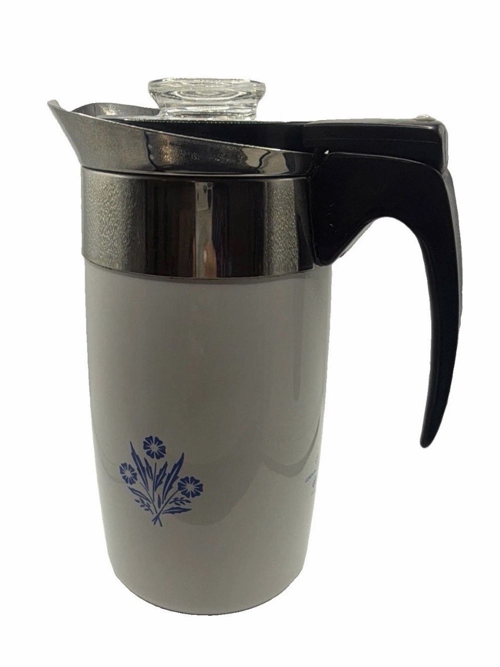 Corningware White and Blue Coffee Percolator 10 Cups